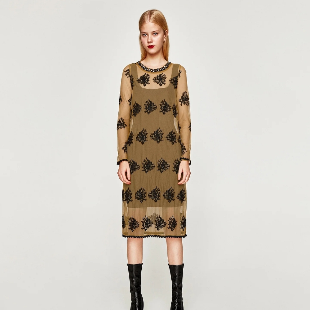 ZARA Embroidery Tulle Dress - Picture 11 of 11